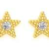 Star Diamond Earrings 14k Solid Gold 0.05ctw