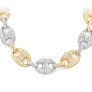 14mm mariner link diamond chain 14k solid gold 30.25ctw