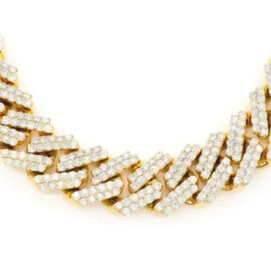 16mm raised cuban diamond necklace 14k solid gold 33.00ctw