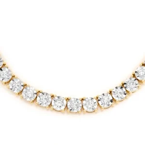12pt miracle set diamond tennis necklace 14k solid gold 12.00ctw