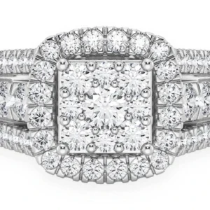 1.25ctw Three Row Square Comp Halo