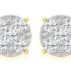 Mosaic Stud Diamond Earrings 14k Solid Gold